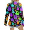 Women's Casual Fashion Sexy Comfort Halloween Printed V-Neck Button Long Sleeve
