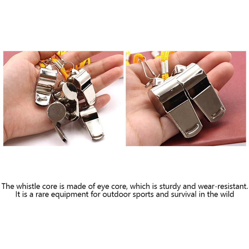Loud Metal Whistle Team Sport With Rope Strong Sport Whistle Compact Wear Resistant Stainless Steel Whistles Lifeguards