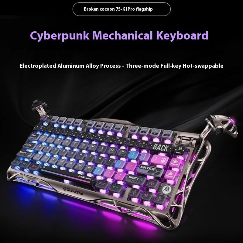 Gravity Planet 75k1pro Mekanik Klavye Kablosuz Oyun Esports Profesyoneli Alüminyum Özelleştirme Bilgisayar Çevre Birimleri