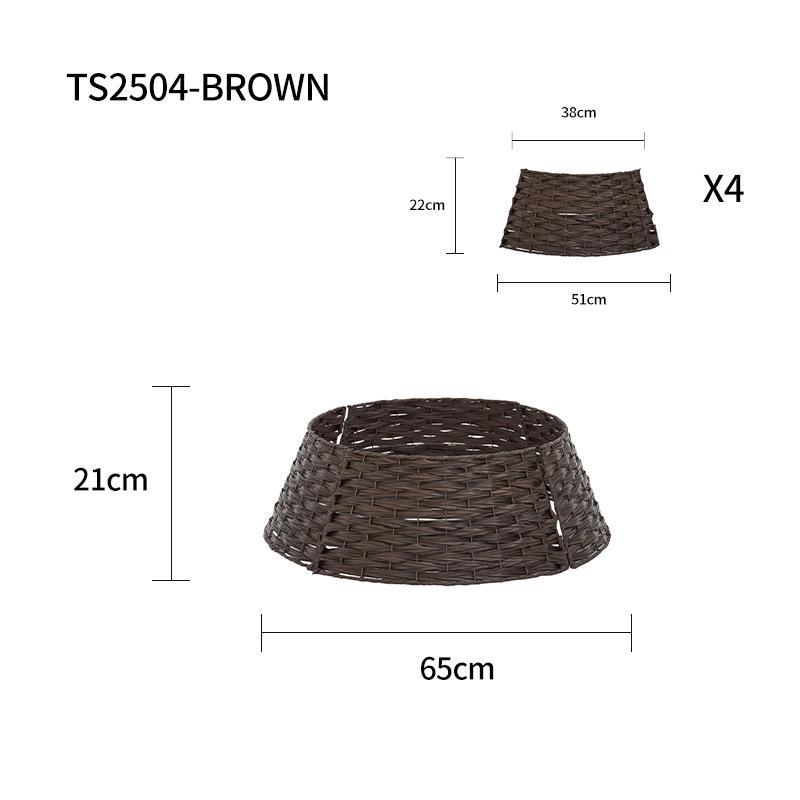 Woven Rattan Christmas Tree Skirt & Base Decoration