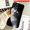 2DFlat White Cat Portrait On Black Background All Inclusive Film Hard iPhone Case, Compatible with iPhone 18 Pro Max 17 16 15 14 13 12 11