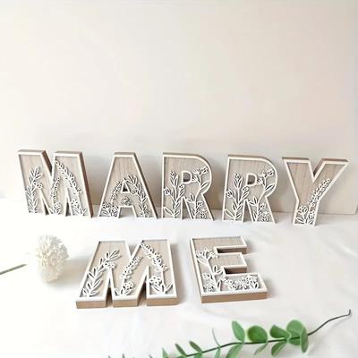 26pcs Wooden Alphabet Letters Wall Decor Set, Engraved Floral Pattern, Home Craft Ornaments, Elegant Display for Living Room
