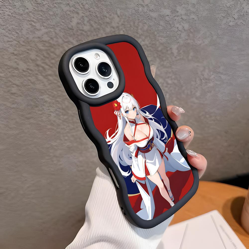 Azur Lane Shoukaku Phone Case for iPhone 17 16 15 14 13 12 11 Air Pro Max Plus Black Soft TPU Wavy Edge Cover