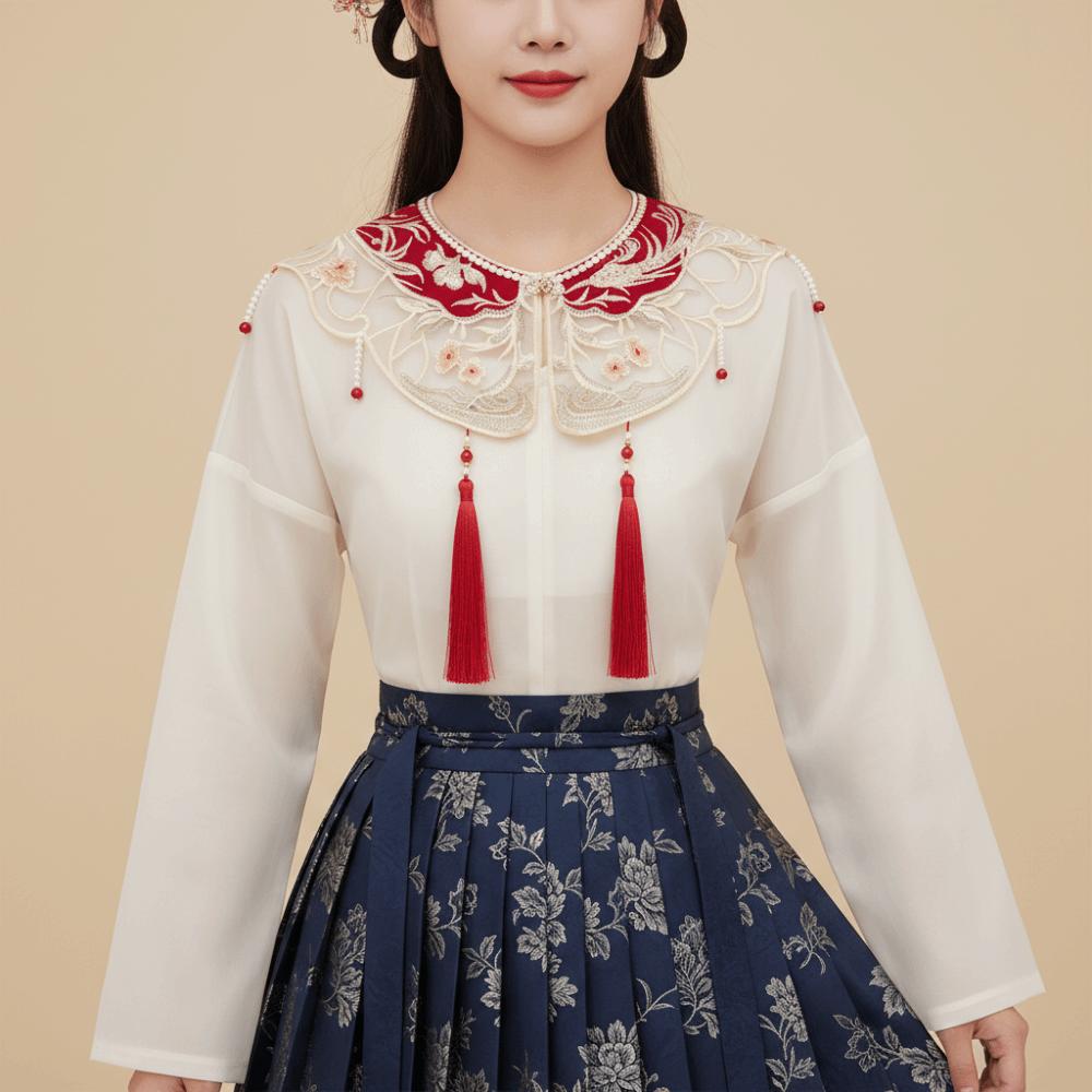 Pearl Hanfu Collar Embroidery Design Detachable False Collar Cultural Wear