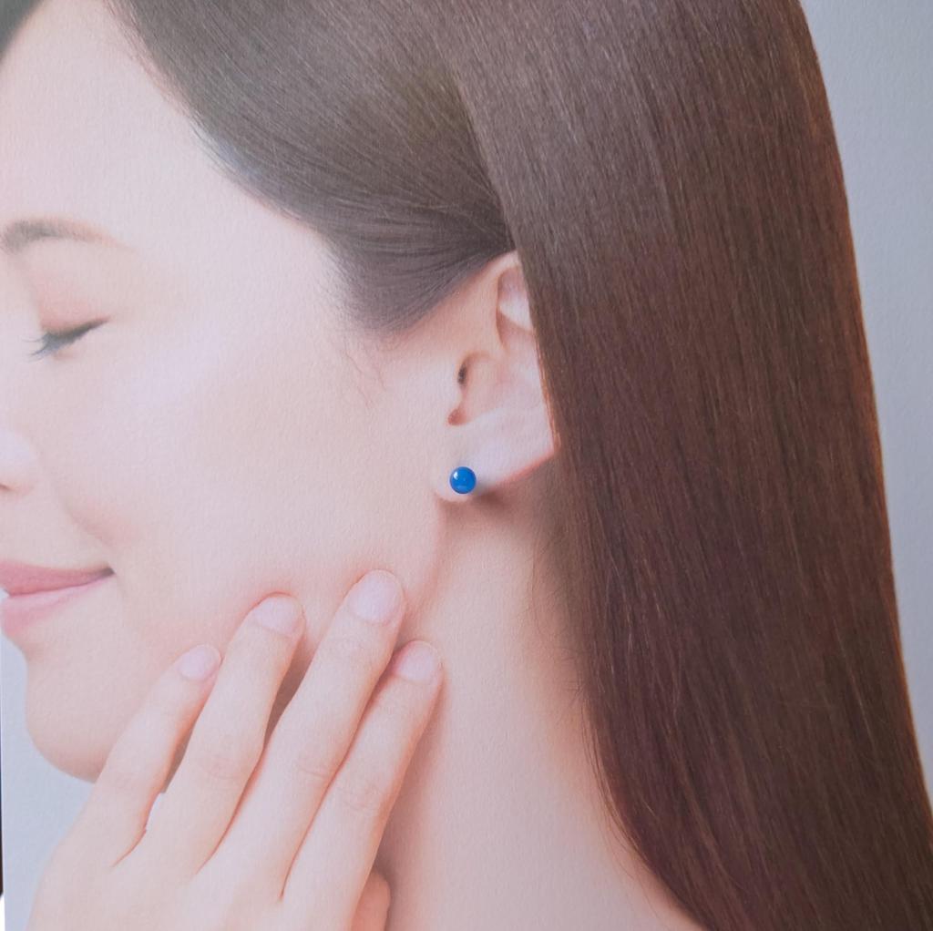 [Kobe Hokodo] Blue Agate 6mm Titanium Earrings