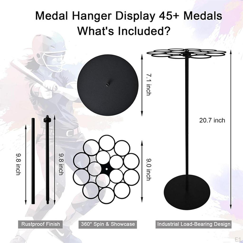 360° Rotating Medal Hangers Display Tabletop Organizer Easy Installation Practical Sports Award