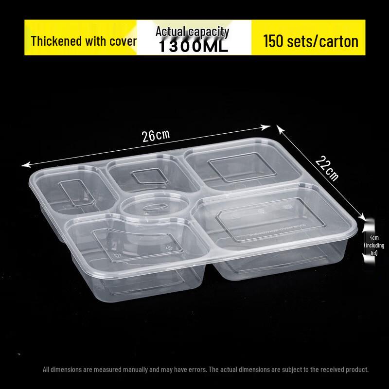 Cmaos Disposable 6-Compartment Square Meal Boxes