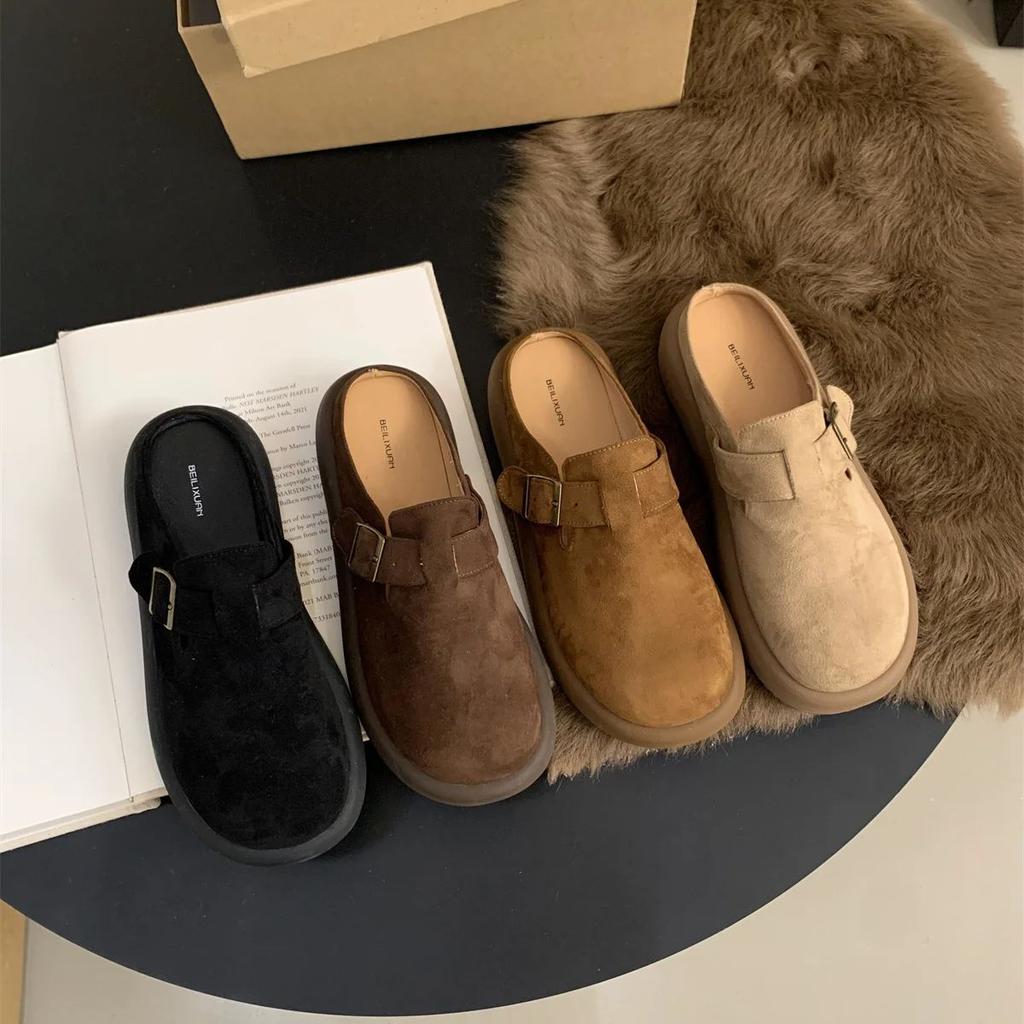 Walking Cozy Casual Baotou Half Slipper Loafers Female Slingback Slip On Mule For Women Platform New 2024 Design Comfort