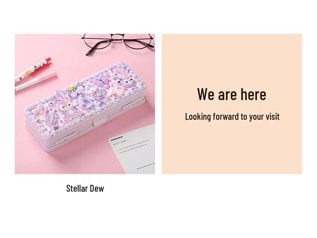 Dvoupatrový penál: Dětský DIY Ručně vyráběný krémový lepidlový obal pro žáky základních škol - Narozeninový dárek