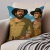 Classic Actor T-Terence Hill and Bud Spencer Cushion Cover Pillowcase Anti-dustmite Invisible Zipper Short Plush Sofa Cushion