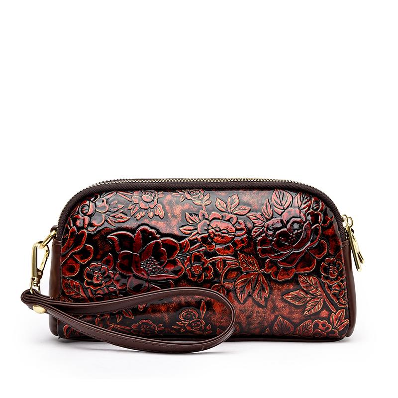 Elegante Borsa a Tracolla Floreale Goffrata da Donna – Mini Borsa a Spalla Vintage con Dettagli Dorati