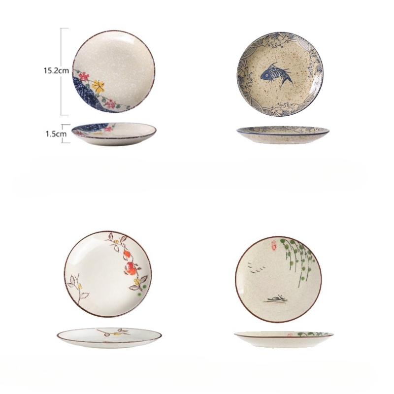 BEPAN 1PC Ceramic Plate Retro Japanese Sushi Plate Household Tableware Small Dessert Cake Dessert Artistic Sense