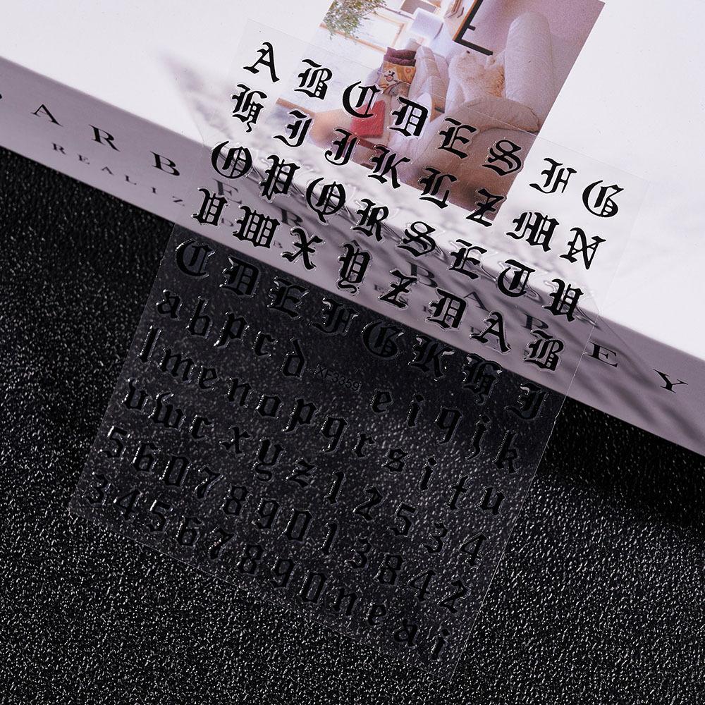 3D Adhesive-Backed Letter Manicure Decorative Sticker Fluorescent Yellow-Green Self-Adhesive Plastic Self-Adhesive Nail Sticker Nude