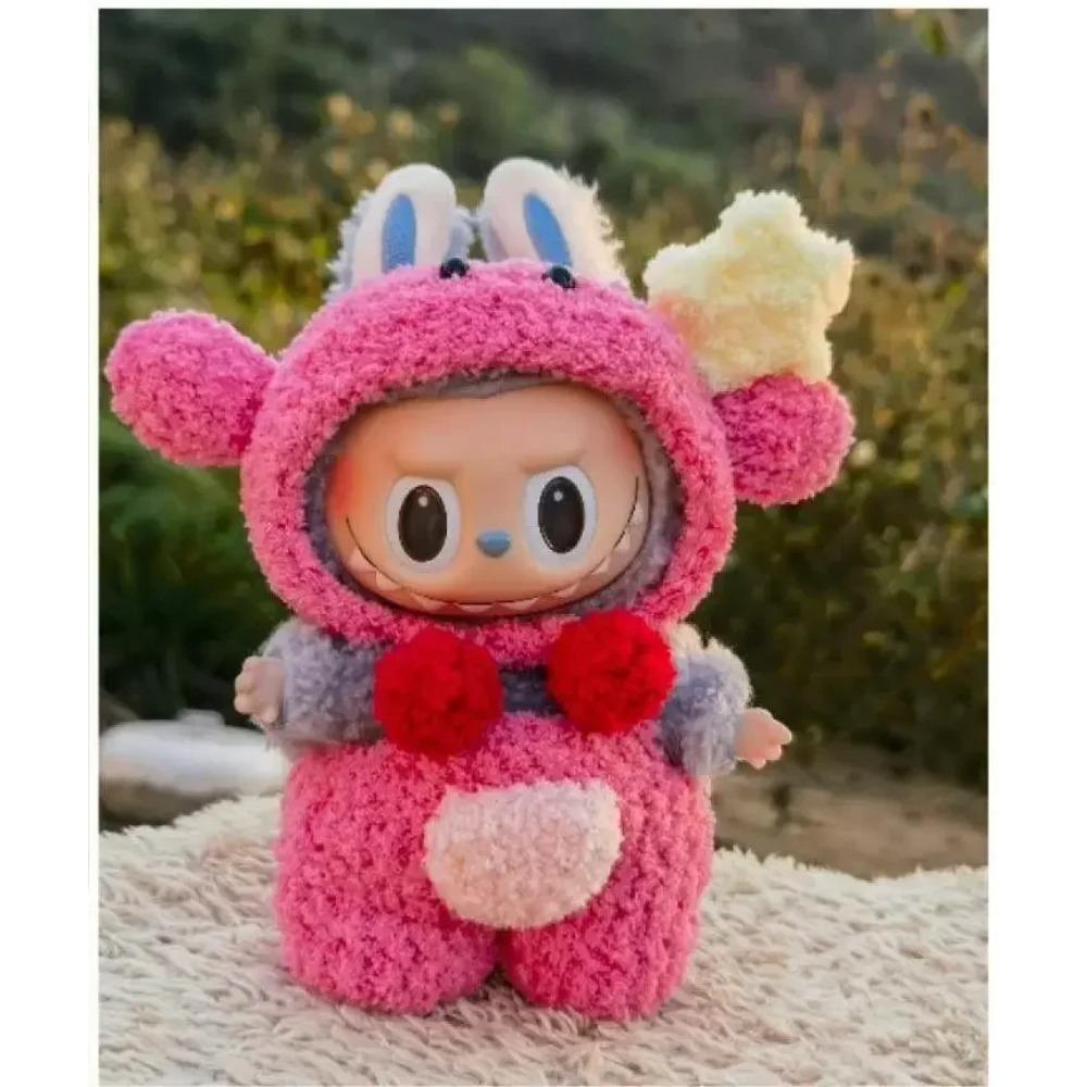 New 17cm Labubu Inventory Cute Fashion Clothing Accessories Labubu Headband Scarf Decoration Bubble Doll Clothing Birthday Gift