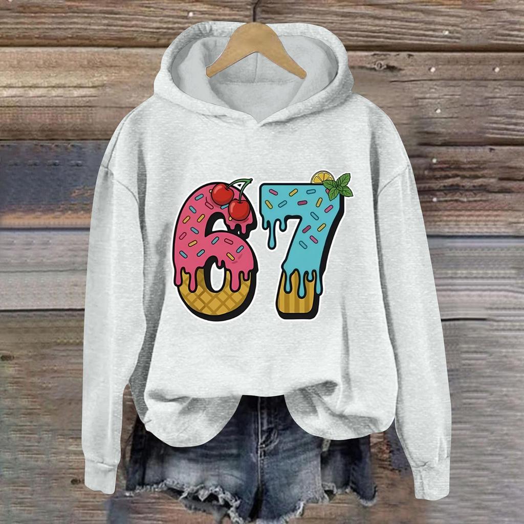 Women's Fashionable Casual Long-Sleeved Printed Hooded Sweatshirt