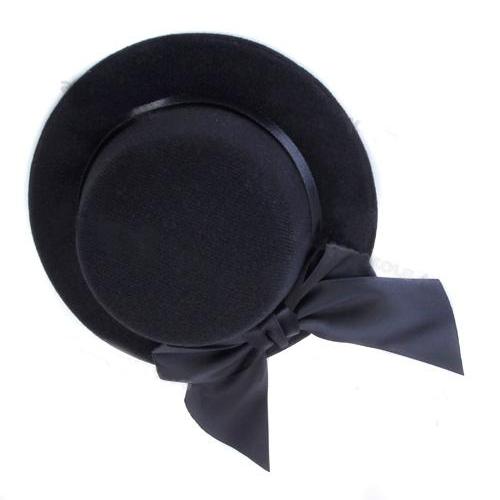 Ladies Party Fashionable Bowknot Charms Mini Top Hat Fascinator Burlesque Millinery Black with 2