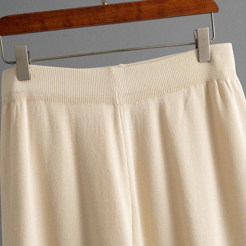 Fashion Suit Women's Summer New Striped Knitted Sweater Top + High Waist Wide Leg Pants Casual Two-piece Set