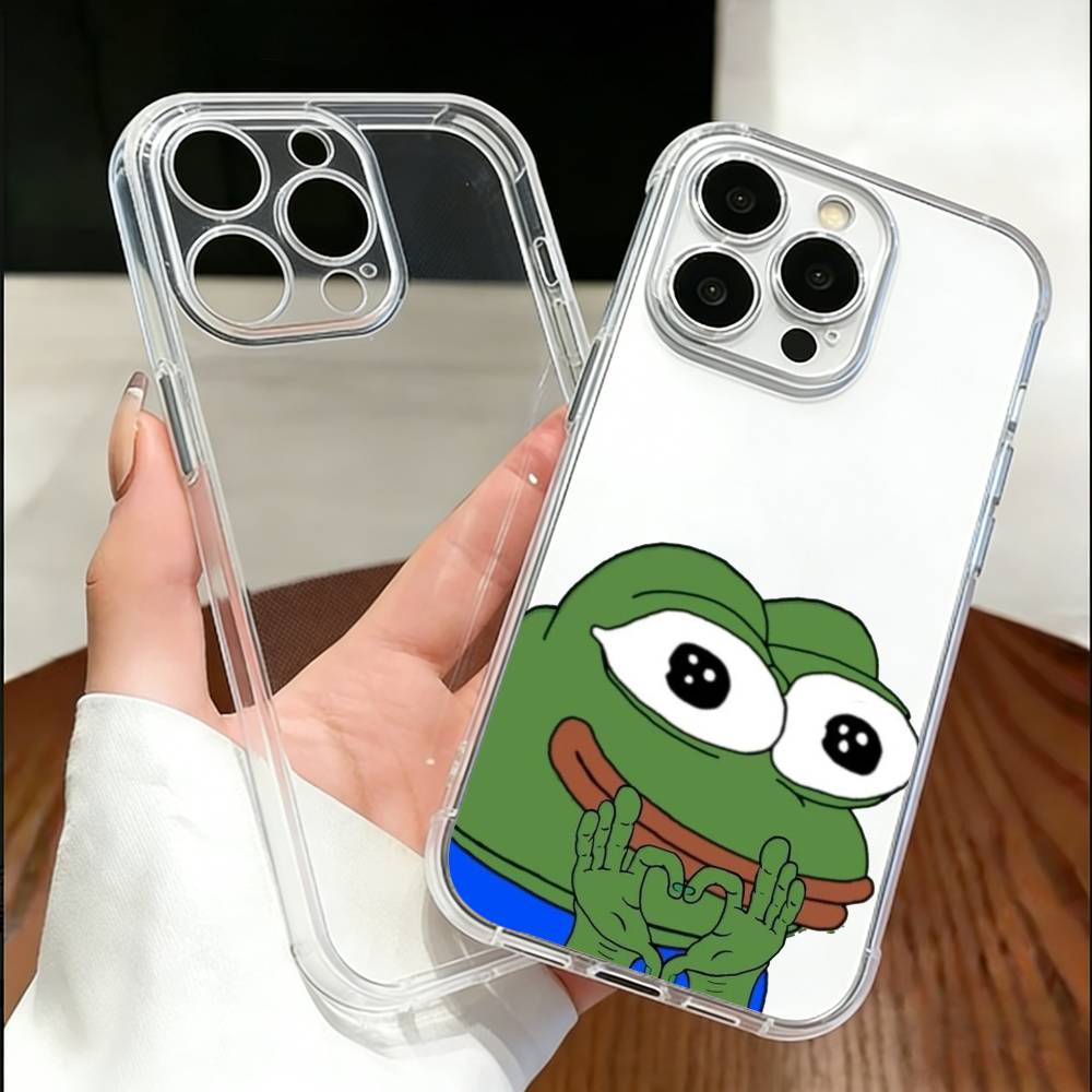P-Pepe The Funny Frog Phone Case For iPhone 17 16 15 14 13 12 11 Mini Pro Max Plus Transparent Cover