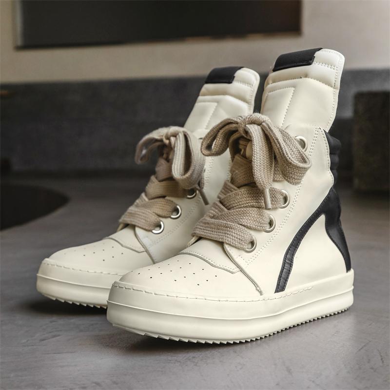 Hoge Sportschoenen Vetersluiting Leren Enkellaarzen Mannen Skateschoenen Basketbal Sneakers 39-44 Mannen Casual Luxe Sneakers