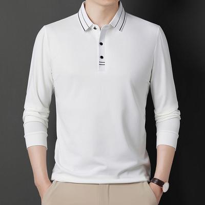 Jesień Nowa Koszulka z Długim Rękawem Męska Koszulka Polo z Kołnierzykiem Młodzieżowa Biznesowa Slim Fit