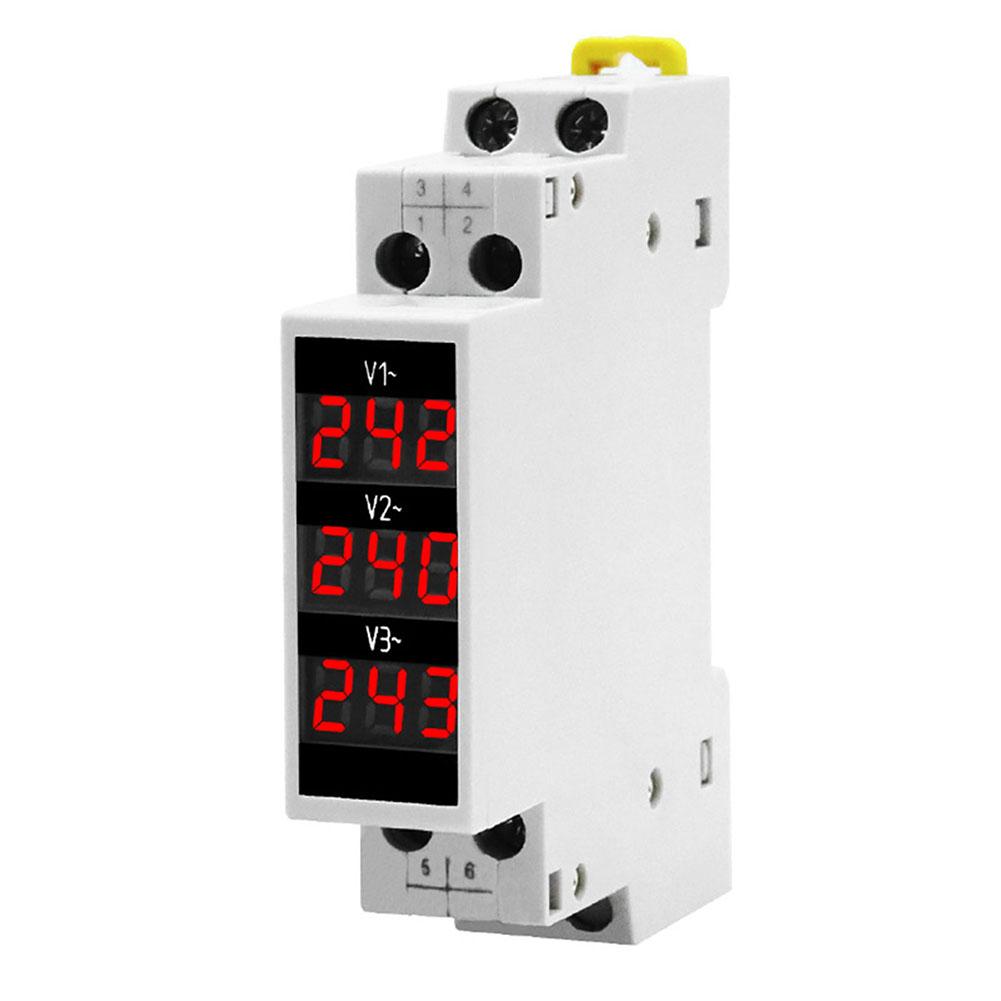 BV-3R Three-phase Digital Voltmeter Din Rail Modular Voltage Meter AC80-500V 1VA Instrument Parts & Accessories