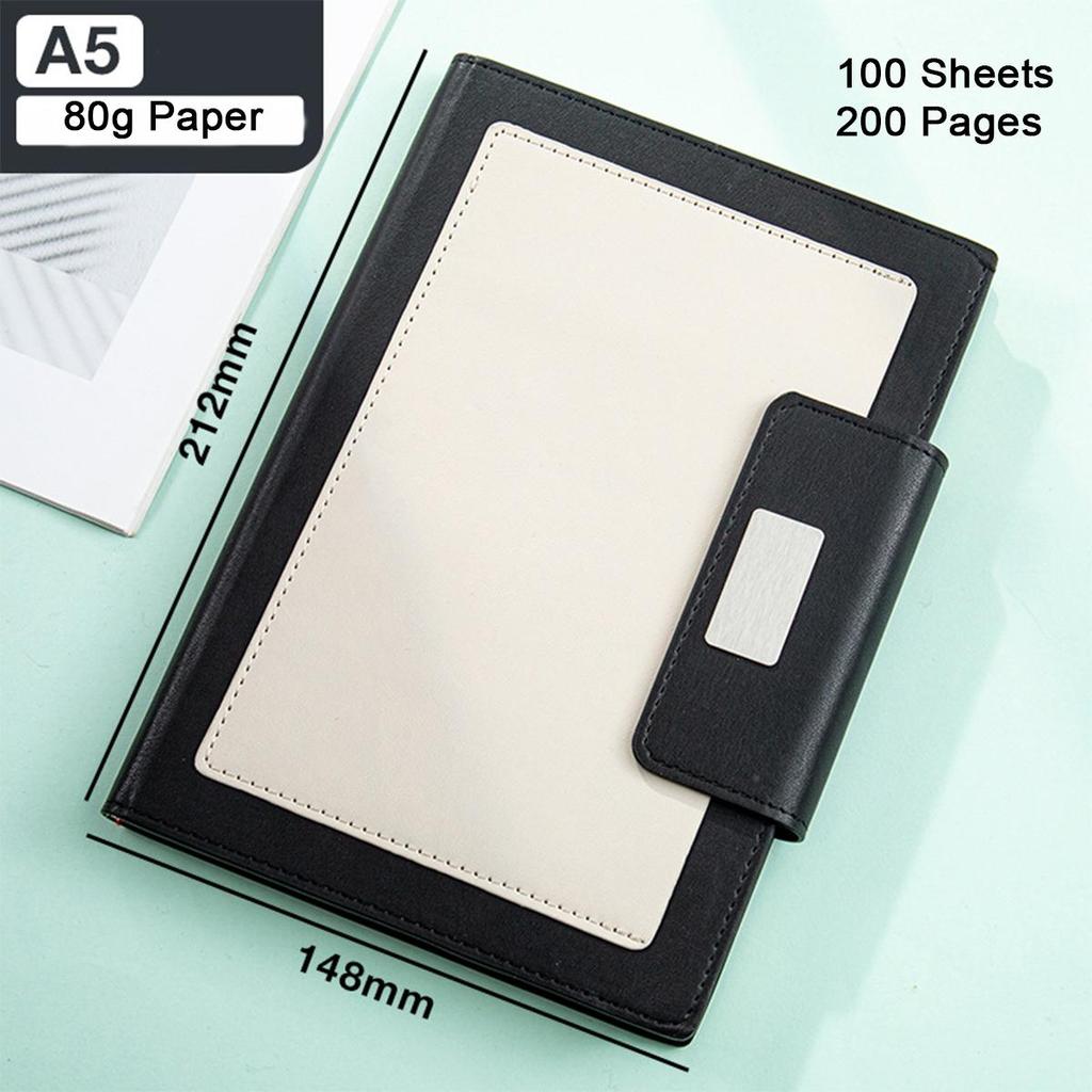 A5 Leather Buckle Business Notebook, Work Meeting Record Book, Student Subject Notebook, Thickened Diary, Lined Pages, Travel Log, 100 Sheets