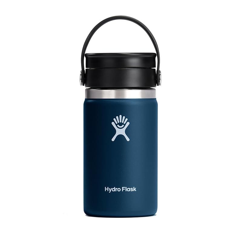 Flex Sip Wide Mouth Coffee Stainless Steel 12oz Insulated Japanese Bottle, (354ml), Indigo, (Official Product)
