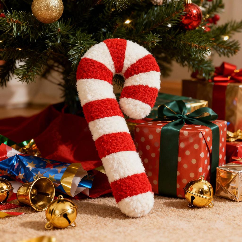 Christmas Candy Throwing Cushion 40cm Soft Plush Candy Cane Pillows Xmas Home Decoration For Sofa Chair Apartment