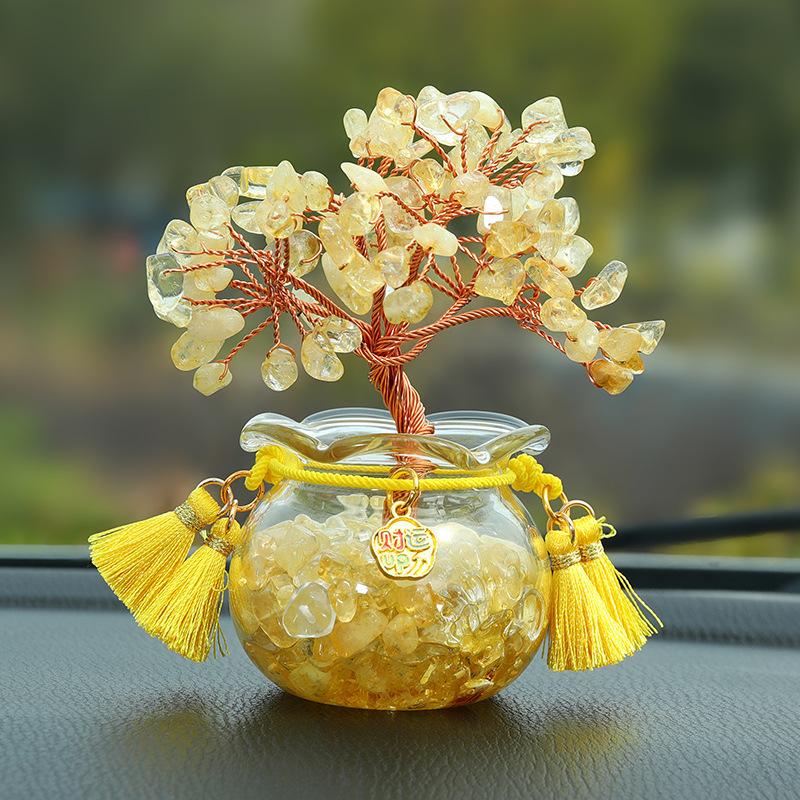 

Crystal Money Tree Car Decoration Set - Creative Car Interior Decor Item - Car Decoration Matching Set Upgrade жёлтый