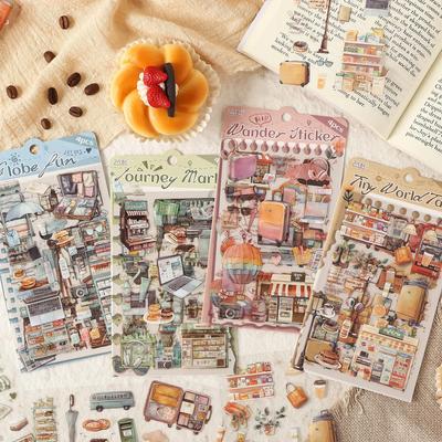 Korean Style Pet Travel Journal DIY Stickers - Creative Die-cut Designs