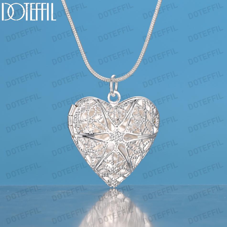 925 Sterling Silver Heart-shaped Hollow Pendant Necklace Fashionable Wedding Jewelry