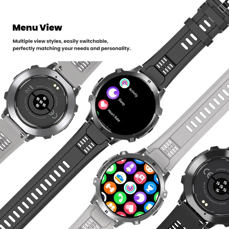 Outdoor Sports Smartwatch 1000mAh Battery 1.73-inch AMOLED Screen Men's Watch Compass 10ATM Waterproof Bluetooth Call Smartwatch