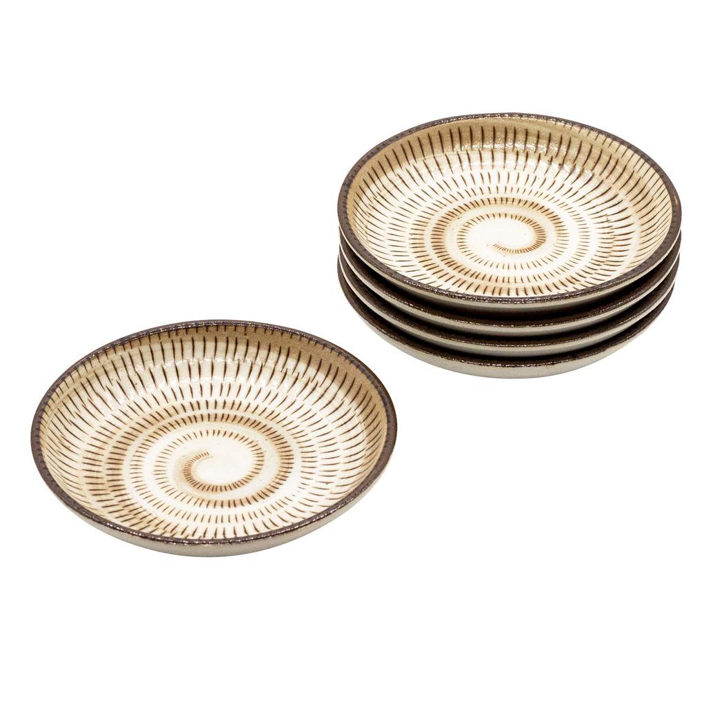 Mino Ware Small Plates, Diameter Approx. 13cm, Set of 5, Mino Folk Art, Made In Japan 507-17
