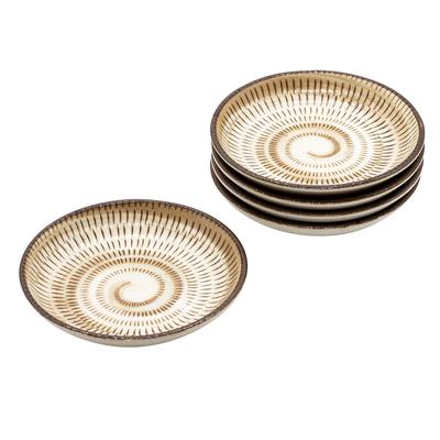 Mino Ware kleine Teller, Durchmesser ca.. 13 cm, 5er-Set, Mino-Volkskunst, hergestellt in Japan 507-17