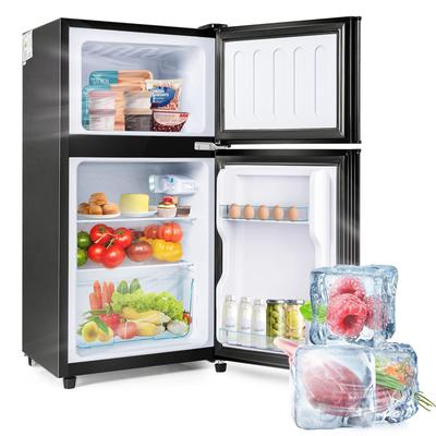 Fridge-freezer 60L, Double-door Mini-fridge, 22L Freezer, 38L Cooling, 172 kWh/year, LED, Black [Energy Class F]