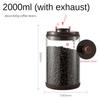Glass Airtight Canister Kitchen Storage Bottles Jar Sealed Container Tea Coffee Beans Grains Candy Jar With Exhaust Coffee Lover