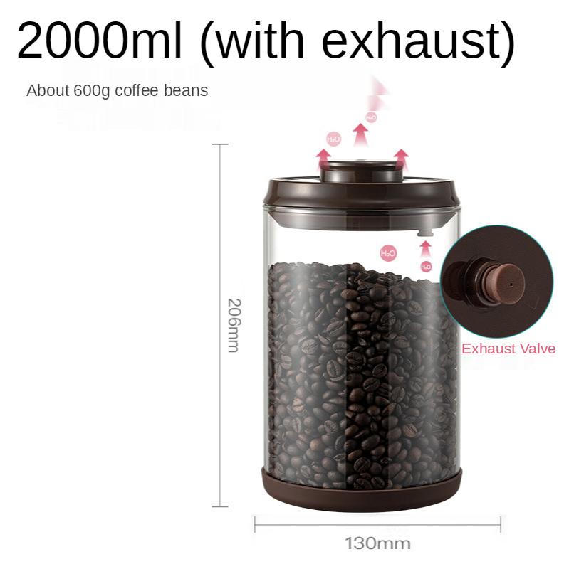 Glass Airtight Canister Kitchen Storage Bottles Jar Sealed Container Tea Coffee Beans Grains Candy Jar With Exhaust Coffee Lover