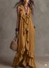 Sexy Deep V Neck Ruffle Loose Long Dresses Woman Spring Casual Solid Party Maxi Dress Summer Sleeveless Vacation Beach Dress