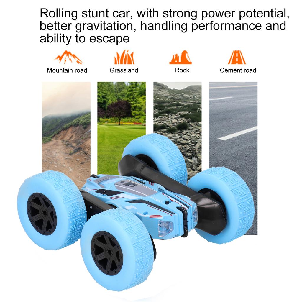 2.4G DoubleSided Remote Control Drift Car 360 Degree Rotating RC Stunt Car Toy for Child(Blue )