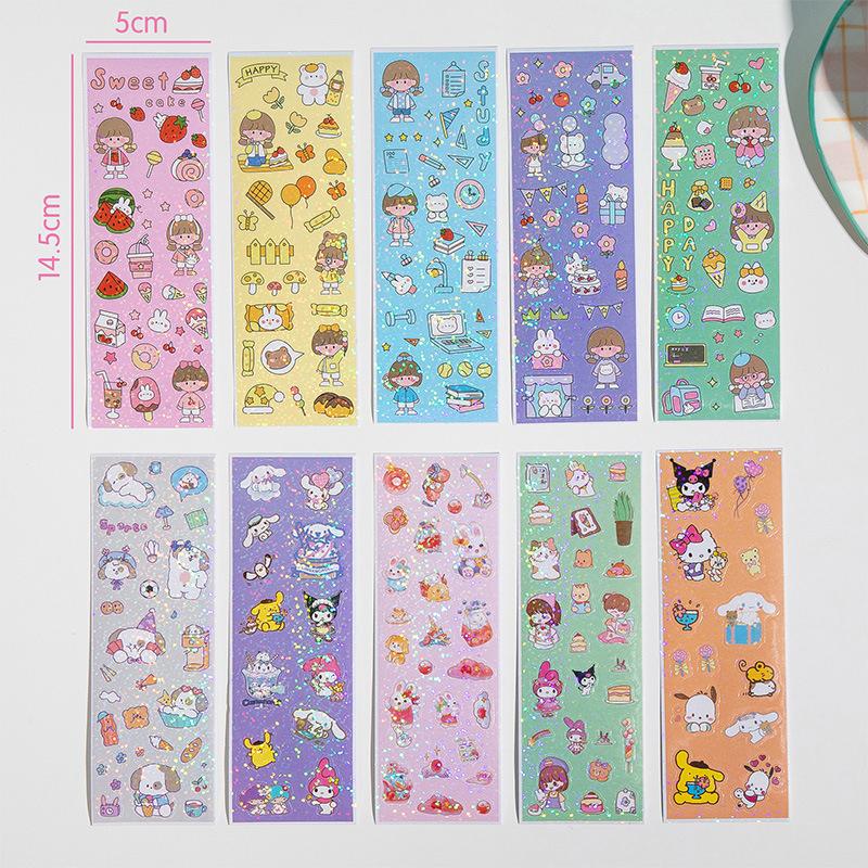 

10 шт. Наклейки в упаковке Kawaii Laser Cute Stickers DIY Korean Stickers Laptop Scrapbook Decal Top Sticker