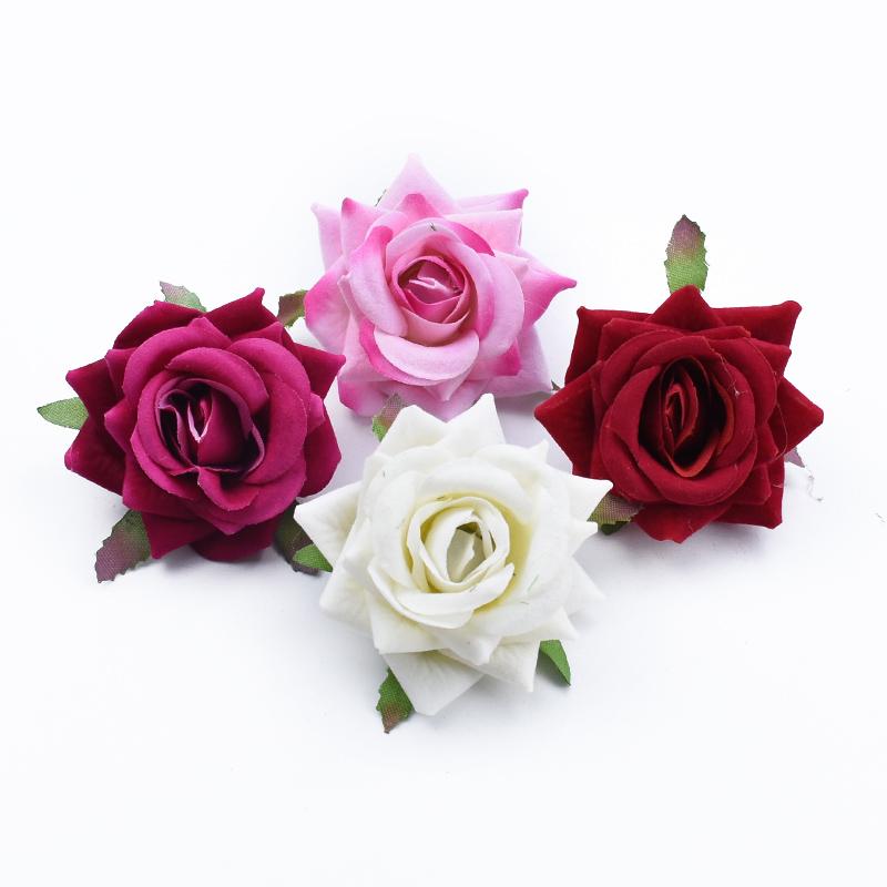 Artificial Flowers Silk Roses Head Upscale Valentine's Wedding Wreath Decora Plant Wall Diy Bridal Bouquet Wrist Home Room Gifts