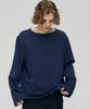 Pinned Look Back Pleats Boat Neck Top(Dark Navy)