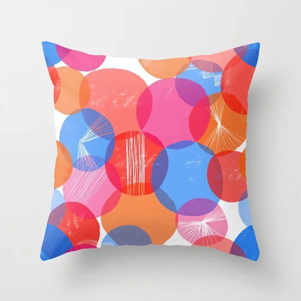 

Taie d oreiller décorative à imprimé géométrique coloré, ornements de bureau, taie d oreiller pour la maison, salon 40x40cm