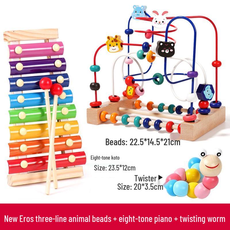 Montessori Wooden Animal Stringing Beads: Early Education & Hand-Eye Coordination Toy for Children Ages 3-6