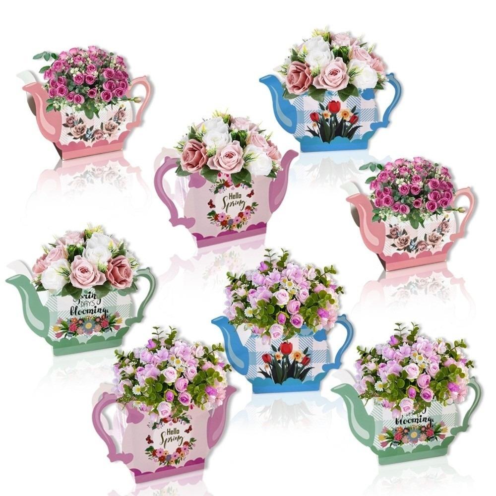 

8 шт. Квітковий чайник Паперовий чайник Квіткові коробки Креативний дизайн Приладдя для вечірок Вечірка для дівчинки