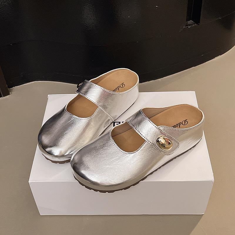 Fashion Versatile Inner Height Increase Temperament Bag Head Half Slippers Women's Summer New Outer Wear Casual Women's Shoes