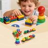 DOWMOO Early Education Wooden Geometric Stacking Toy Series