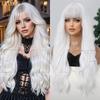 Women's Long Sky Blue Wavy Wig for Daily Lolita Look, Ideal for Round Faces