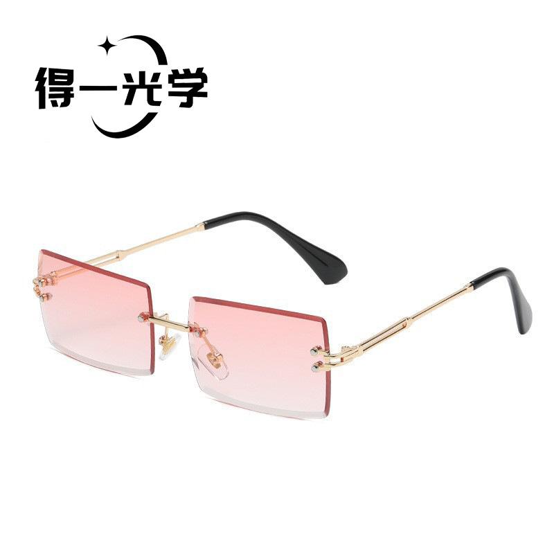 New diamond trimmed small frame rimless square sunglasses sunglasses sunglasses UV protection sunglasses