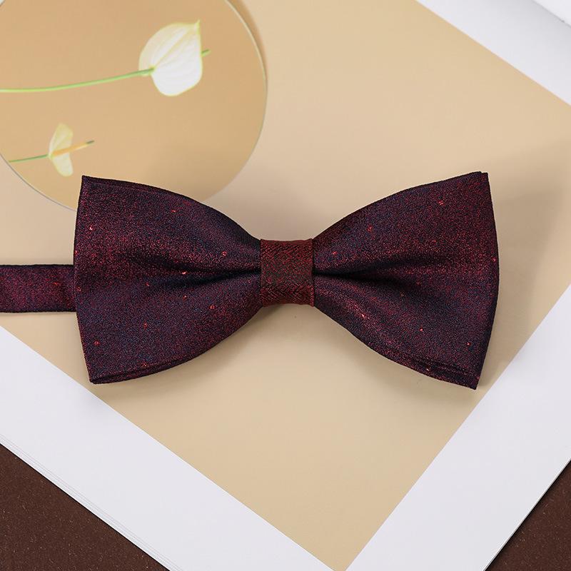 Men'S Fashion Bow Tie Color Woven Jacquard Double Striped Small Flower Business Retro Suit Shirt Bow